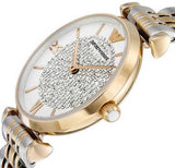 Emporio Armani Gianni T Bar White Dial Two Tone Steel Strap Watch For Women - AR8031 Authentic Buy Shop Now