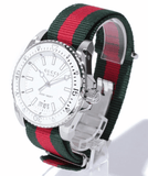 Gucci Dive White Dial Red & Green Nylon Strap Watch For Men - YA136207 Authentic Buy Shop Now