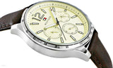 Tommy Hilfiger Gavin Chronograph White Dial Brown Leather Strap Watch for Men - 1791467 Authentic Buy Shop Now