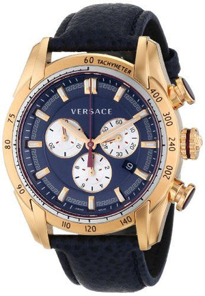 Versace V-Ray Blue Chronograph Blue Dial Blue Leather Strap Watch for Men - VDB030014 Authentic Buy Shop Now