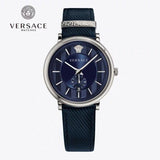 Versace Menifesto Quartz Blue Dial Blue Leather Strap Watch For Men - VBQ01017 Authentic Buy Shop Now