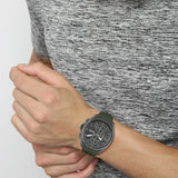 Hugo Boss Volane Chronograph Grey Dial Green Rubber Strap Watch For Men - 1513952 Authentic Buy Shop Now