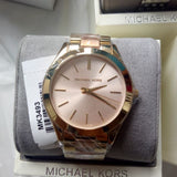 Michael Kors Slim Runway Pink Dial Two Tone Steel Strap Watch for Women - MK3493 Authentic Buy Shop Now