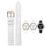 Guess Mini Triangle Quartz Diamonds Silver Dial White Leather Strap Watch For Women - W65006L1 Authentic Buy Shop Now
