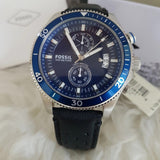 Fossil Wakefield Chronograph Blue Dial Black Leather Strap Watch for Women - CH2945 Authentic Buy Shop Now