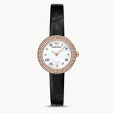 Emporio Armani Rosa Quartz Mother Of Pearl White Dial Black Leather Strap Watch For Women - AR11356 Authentic Buy Shop Now