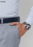 Guess Odyssey Blue Dial Two Tone Steel Strap Watch For Men - W1107G3 Authentic Buy Shop Now