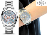Fossil Perfect Boyfriend Mother of Pearl Blue Dial Silver Steel Strap Watch for Women - ES3880 Authentic Buy Shop Now