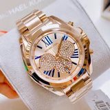 Michael Kors Bradshaw Chronograph Rose Gold Dial Rose Gold Steel Strap Watch For Women - MK6321 Authentic Buy Shop Now