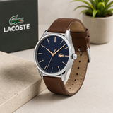 Lacoste Vienna Blue Dial Brown Leather Strap Watch for Men - 2011046 Authentic Buy Shop Now