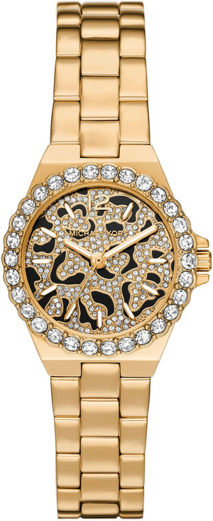 Michael Kors Lennox Three Hand Black Dial Gold Steel Strap Watch For Women - MK7394 Authentic Buy Shop Now