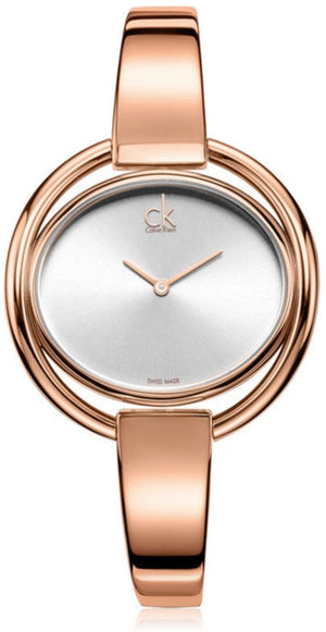 Calvin Klein Impetuos Silver Dial Rose Gold Steel Strap Watch for Women - K4F2N616 Authentic Buy Shop Now