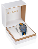 Versace Iconic Dominus Chronograph Blue Dial Blue Rubber Strap Watch For Men - VE6H00323 Authentic Buy Shop Now