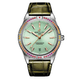Breitling Chronomat Automatic 36 South Sea Green Dial Green Leather Strap Watch for Women - A10380611L1P1 Authentic Buy Shop Now