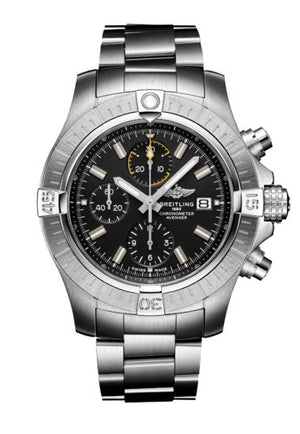 Breitling Avenger Chronograph 45mm Black Dial Silver Steel Strap Watch for Men - A13317101B1A1 Authentic Buy Shop Now