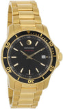 Movado Series 800 Black Dial Gold Steel Strap Watch For Men - 2600145 Authentic Buy Shop Now