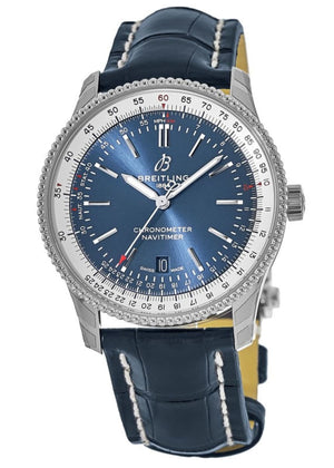 Breitling Navitimer 1 Automatic 41mm Blue Dial Blue Leather Strap Mens Watch - A17326211C1P4 Authentic Buy Shop Now
