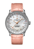 Breitling Navitimer Automatic 35 Mother of Pearl Dial Pink Leather Strap Watch for Women - A17395211A1P3 Authentic Buy Shop Now