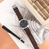 Tommy Hilfiger Asher Chrongraph Blue Dial Brown Leather Strap Watch For Men - 1791855 Authentic Buy Shop Now