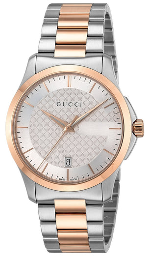 Gucci G Timeless Silver Dial Two Tone Steel Strap Watch For Men - YA126473 Authentic Buy Shop Now