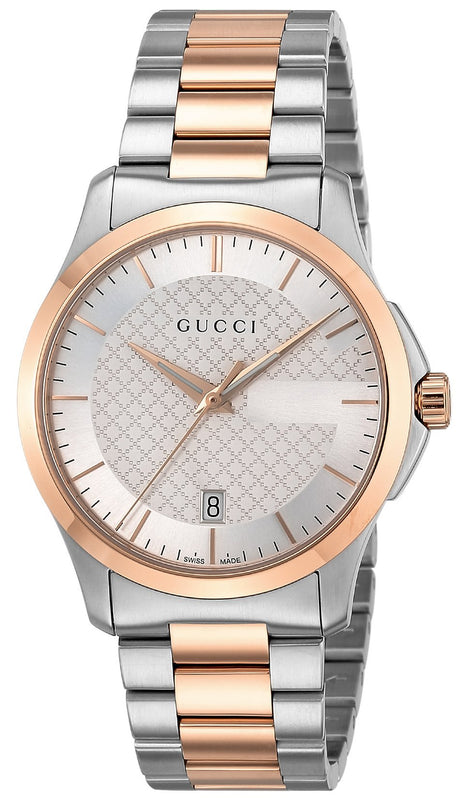 Gucci G Timeless Silver Dial Two Tone Steel Strap Watch For Men - YA126473 Authentic Buy Shop Now