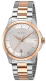 Gucci G Timeless Silver Dial Two Tone Steel Strap Watch For Men - YA126473 Authentic Buy Shop Now