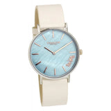 Coach Perry Blue Mother of Pearl Dial White Leather Strap Watch for Women - 14503270 Authentic Buy Shop Now