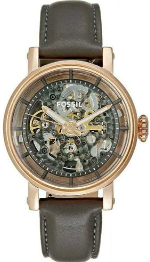 Fossil Boyfriend Automatic Skeleton Grey Dial Grey Leather Strap Watch for Women - ME3089 Authentic Buy Shop Now