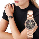 Michael Kors Camille Chronograph Grey Dial Rose Gold Steel Strap Watch For Women - MK6983 Authentic Buy Shop Now