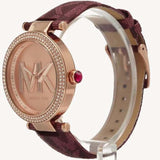 Michael Kors Parker Rose Gold Dial Maroon Leather Strap Watch For Women - MK2974 Authentic Buy Shop Now