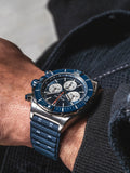 Breitling Super Chronomat B01 44 Blue Dial Blue Rubber Strap Watch for Men - AB0136161C1S1 Authentic Buy Shop Now