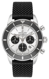 Breitling Superocean Heritage B01 Chronograph 44 Silver Dial Black Mesh Bracelet Watch for Men - AB0162121G1S1 Authentic Buy Shop Now