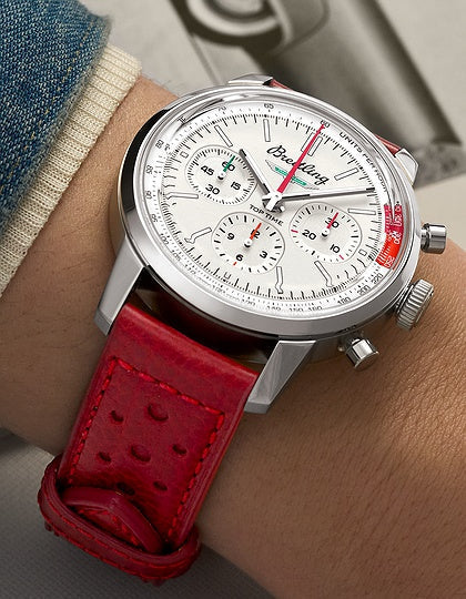 Breitling Top Time B01 Ford Thunderbird White Dial Red Leather Strap Watch for Men - AB01766A1A1X1 Authentic Buy Shop Now