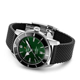 Breitling Superocean Heritage B20 Automatic 46 Green Dial Black Mesh Bracelet Watch for Men - AB2020121L1S1 Authentic Buy Shop Now