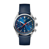 Tag Heuer Carrera Chronograph Blue Dial Blue Leather Strap Watch for Men - CBN201D.FC6543 Authentic Buy Shop Now