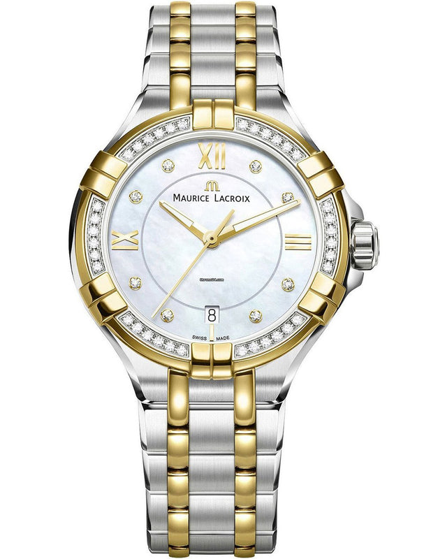 Maurice Lacroix Aikon Diamonds Mother of Pearl Dial Two Tone Steel Strap Watch for Women - A11006-DY503-171-1 Authentic Buy Shop Now