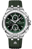 Maurice Lacroix Aikon Chronograph Green Dial Green Rubber Strap Watch for Men - AI1018-SS000-630-5 Authentic Buy Shop Now