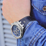 Maurice Lacroix Aikon Chronograph Blue Dial Blue Leather Strap Watch for Men - AI1018-SS001-430-1 Authentic Buy Shop Now