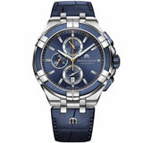 Maurice Lacroix Aikon Chronograph Blue Dial Blue Leather Strap Watch For Men - AI1018-SS001-432-4 Authentic Buy Shop Now