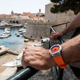 Maurice Lacroix Aikon Automatic Date Orange Dial Silver Steel Strap Watch For Men - AI6008-SS00F-530-E Authentic Buy Shop Now