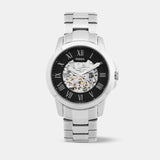 Fossil Grant Automatic Skeleton Black Dial Silver Steel Strap Watch for Men - ME3103 Authentic Buy Shop Now