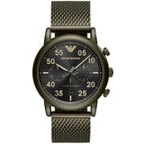 Emporio Armani Luigi Quartz Chronograph Black Dial Green Mesh Bracelet Watch For Men - AR11115 Authentic Buy Shop Now