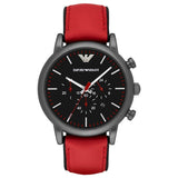 Emporio Armani Luigi Chronograph Black Dial Red Leather Strap Watch For Men - AR1971 Authentic Buy Shop Now