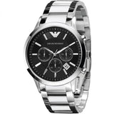 Emporio Armani Classic Chronograph Black Dial Silver Steel Strap Watch For Men - AR2434 Authentic Buy Shop Now