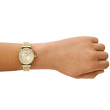 Emporio Armani Gianni T Bar Analog Crystals Gold Dial Gold Steel Strap Watch For Women - AR11608 Authentic Buy Shop Now