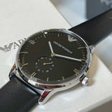 Emporio Armani Gianni Quartz Black Dial Black Leather Strap Watch For Men - AR0382 Authentic Buy Shop Now
