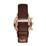 Emporio Armani Classic Chronograph Brown Dial Brown Leather Strap Watch For Men - AR0387 Authentic Buy Shop Now