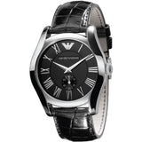 Emporio Armani Valente Black Dial Black Leather Strap Watch For Men - AR0643 Authentic Buy Shop Now