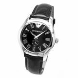 Emporio Armani Velente Black Dial Black Leather Strap Watch For Women - AR0644 Authentic Buy Shop Now