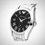 Emporio Armani Valente Black Dial Silver Steel Strap Watch For Men - AR0680 Authentic Buy Shop Now